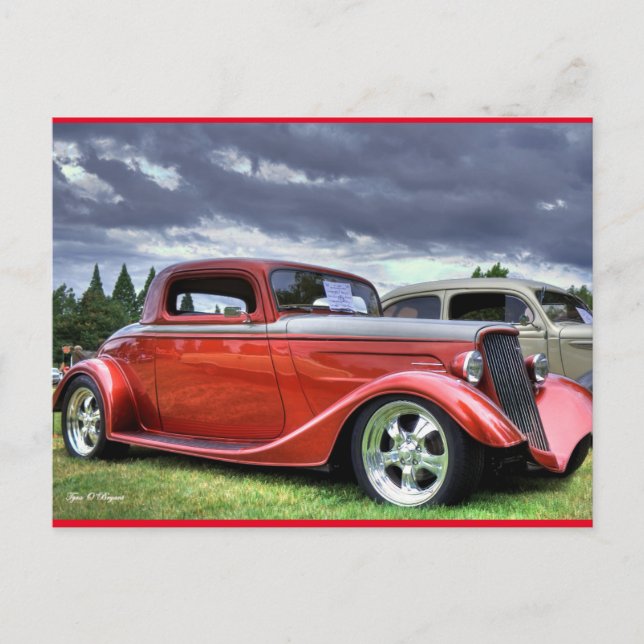 Klassisches Hotrod-Auto Postkarte (Vorderseite)