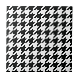 Klassisches Houndstooth-Muster: Schwarz-weiß vinta Fliese