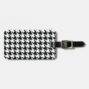 Klassisches Houndstooth-Muster: Schwarz-Weiß Vinta Gepäckanhänger