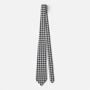 Klassisches Houndstooth-Muster: Schwarz-Weiß Vinta Krawatte