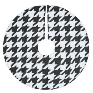 Klassisches Houndstooth-Muster: Schwarz-Weiß Vinta Polyester Weihnachtsbaumdecke