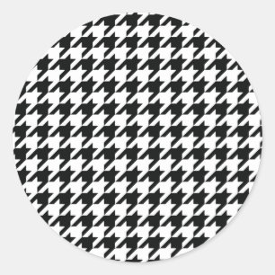 Klassisches Houndstooth-Muster: Schwarz-weiß vinta Runder Aufkleber