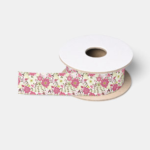 Klassisches hübsches bunte Blumenmuster Satinband