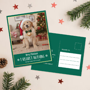 Klassisches Immergrün Süßes Hunde-Foto Frohe Weihn Feiertagspostkarte