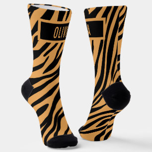 Klassisches individuelles Namens-Tiger-Tierdruck-M Socken