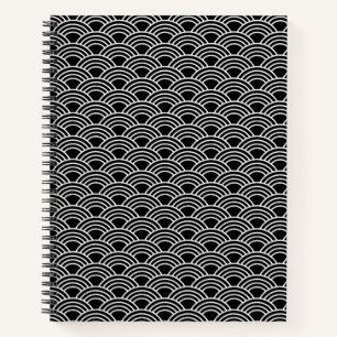 Klassisches Japanisches Seigaiha-Wellenmuster Mono Notizbuch