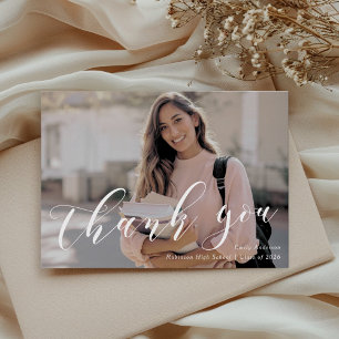 Klassisches Kalligrafie-Abschlussfoto Dankeskarte