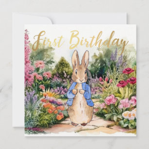 Klassisches Kaninchen 1. Geburtstag Einladung