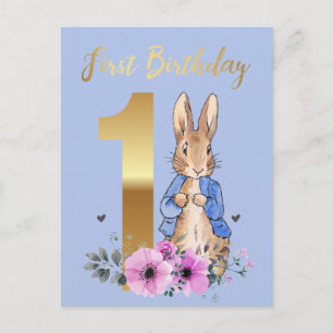 Klassisches Kaninchen Erster Geburtstag Einladungspostkarte