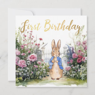 Klassisches Kaninchen-Garten 1. Geburtstag Karte