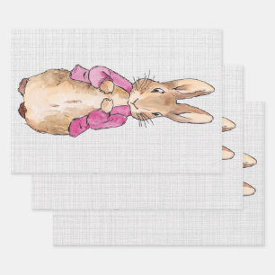 Klassisches Kaninchen in rosa Jacke Geschenkpapier Set