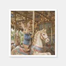 Klassisches Kaninchen reitet auf dem Karussell