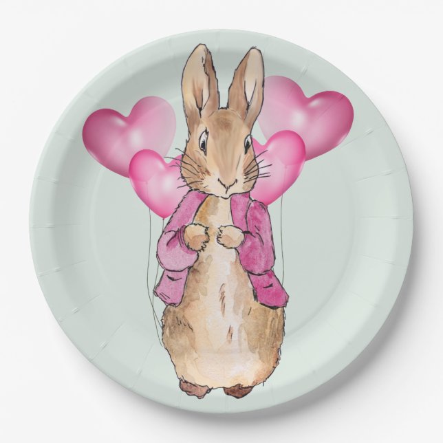 Klassisches Kaninchen rosa Jacke Pappteller (Vorderseite)