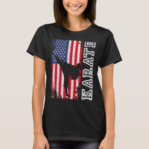 Klassisches Karate USA-Flagge 4. Juli Patriotisch T-Shirt