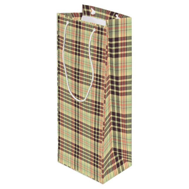 Klassisches kariertes Design Geschenktüte Für Weinflaschen (Rückseite Schrägansicht)