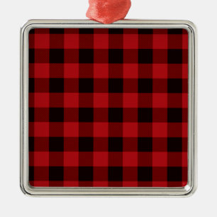 Klassisches kariertes Muster in Rot und Schwarz Ornament Aus Metall