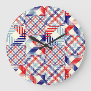 Klassisches Kariertes Muster: Muster für Quadrate Große Wanduhr