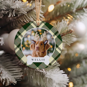 Klassisches Kariertes Personalisiertes Haustier Fo Keramik Ornament