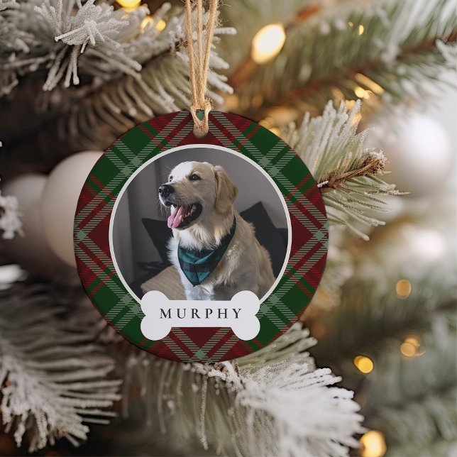 Klassisches Kariertes Personalisiertes Haustier Fo Keramik Ornament (Von Creator hochgeladen)