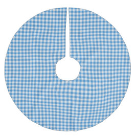Klassisches Kariertes Schachbrett-Muster in Blau u Polyester Weihnachtsbaumdecke