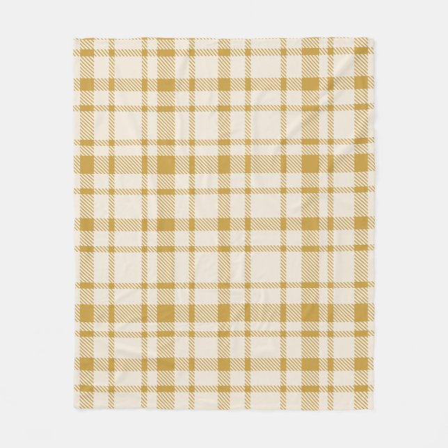 Klassisches Kariertes Tartan-Muster Gelb & Creme Fleecedecke (Vorderseite)