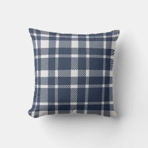 Klassisches Kariertes Tartan-Muster-Navy & White Kissen