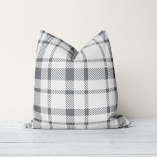 Klassisches Kariertes Tartan-Muster-neutral grau-w Kissen