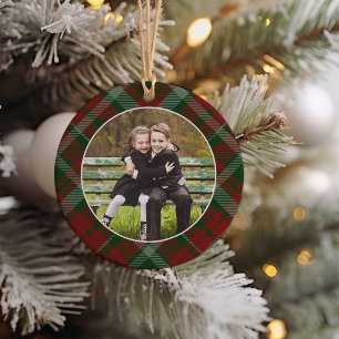 Klassisches Kariertes zweiseitiges Foto Weihnachte Keramik Ornament