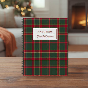 Klassisches Karo-Familienname-Weihnachtsrezept Notizbuch