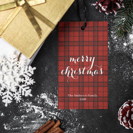 Klassisches Karo Frohe Weihnachten Festlich - Geschenkanhänger
