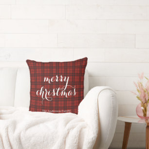Klassisches Karo Frohe Weihnachten Festlich - Kissen