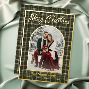 Klassisches Karo Frohe Weihnachten Schrift Bogen F Folien Feiertagskarte