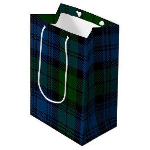 Klassisches Karo Rustikal Grün Tartan Mittlere Geschenktüte