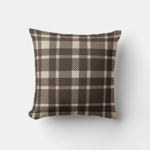 Klassisches Karo-Tartan-Muster - dunkelbraun und t Kissen