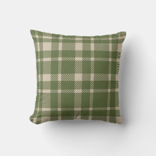 Klassisches Karo-Tartan-Muster-Olivgrün und Creme Kissen