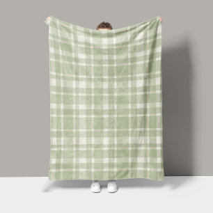 Klassisches Karo-Tartan-Muster - Sanftgrün und Elf Fleecedecke