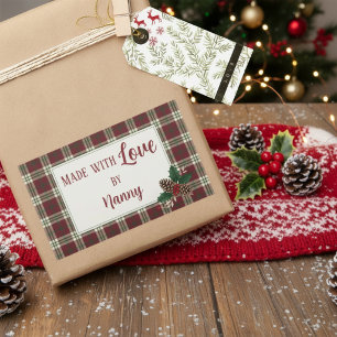 Klassisches Karo-Weihnachtsmotiv - Hergestellt mit Rechteckiger Aufkleber