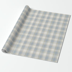 Klassisches Karomuster in Schieferblau Creme Geschenkpapier