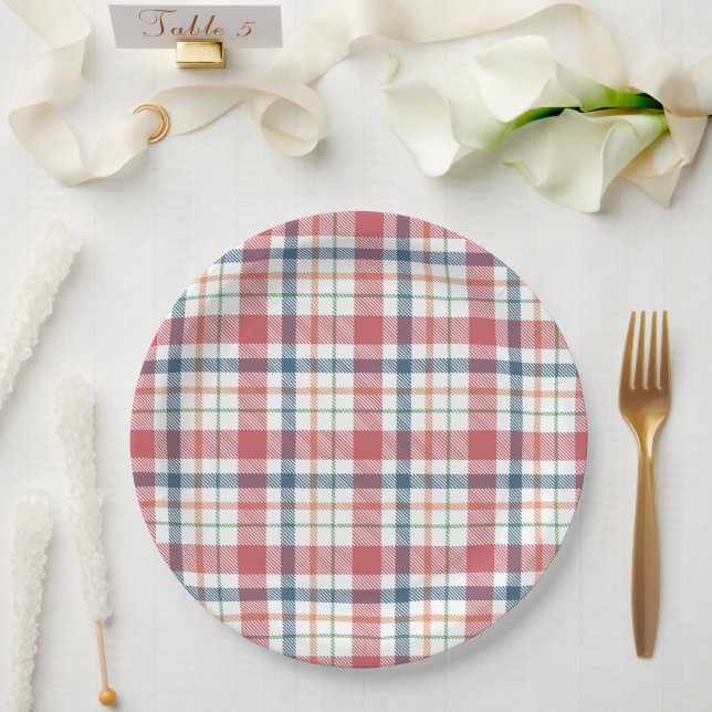 Klassisches Karomuster Pappteller (Hochzeit)
