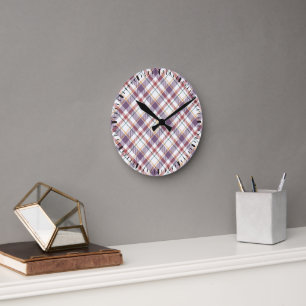 Klassisches Karomuster Runde Wanduhr