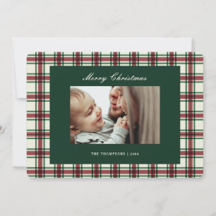Klassisches Karomuster Weihnachtsfoto mit Schrift Feiertagskarte
