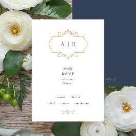 klassisches klassisches Goldmonogramm aus Marinebu RSVP Karte