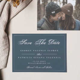 Klassisches klassisches Navy-White-Classic-Foto Save The Date