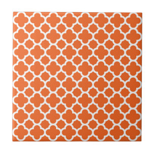 Klassisches Klee Quatrefoil Muster in der Orange Fliese