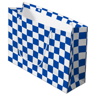 Klassisches kobaltblaues Schachbrettmuster Große Geschenktüte