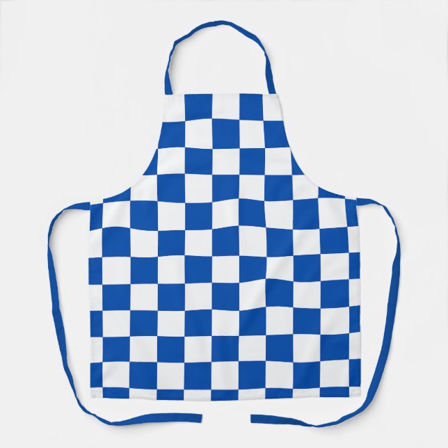 Klassisches kobaltblaues Schachbrettmuster Schürze (Vorderseite)