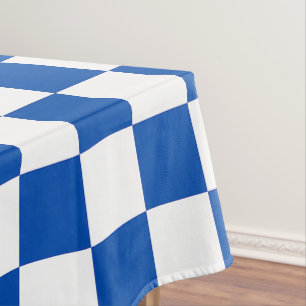 Klassisches kobaltblaues Schachbrettmuster Tischdecke