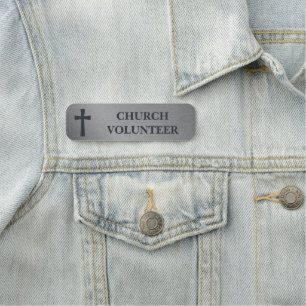 Klassisches Kreuz Faux gebürsteter Stahl Kirchenhe Namensschild