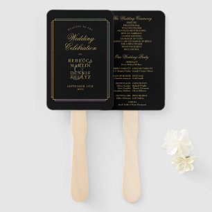 Klassisches Kunstdeko-Hochzeitsprogramm in Schwarz Fächer