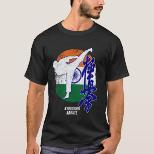 Klassisches Kyokushin Indien Karate Indische Flagg T-Shirt